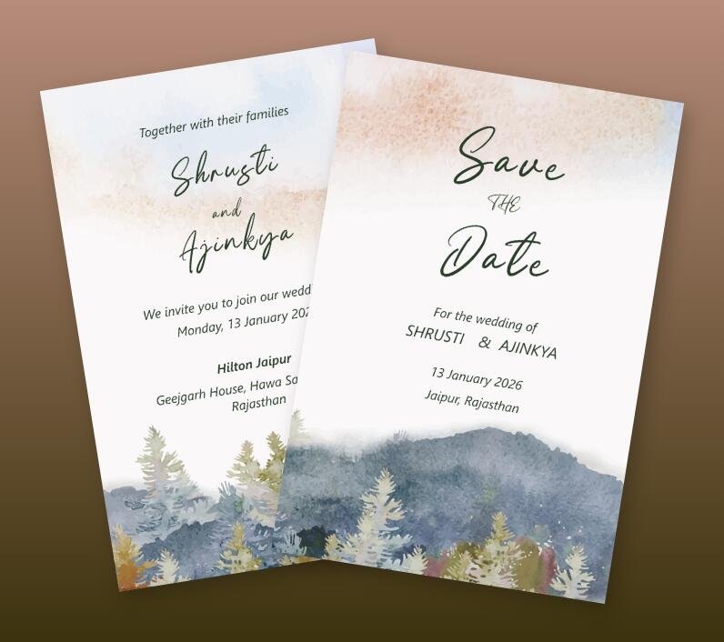 Romantic and unique wedding stationery set with a rustic, nature-inspired design.